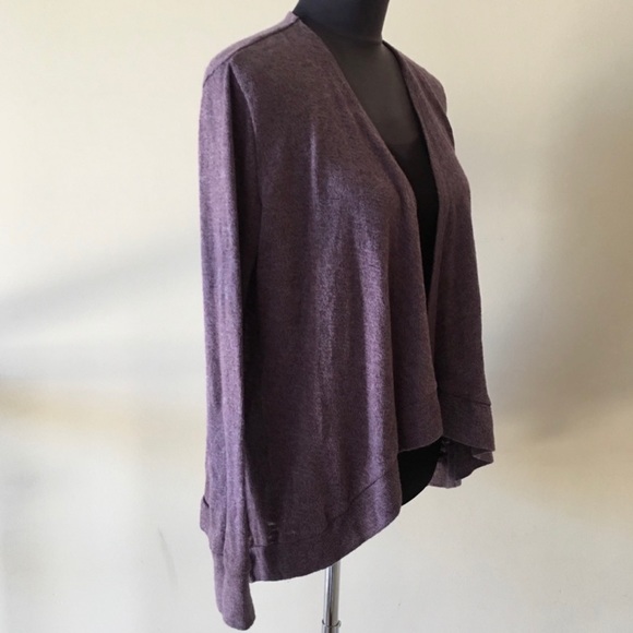 Heathered Purple Ruffle Sleeve Cardigan - Picture 4 of 4